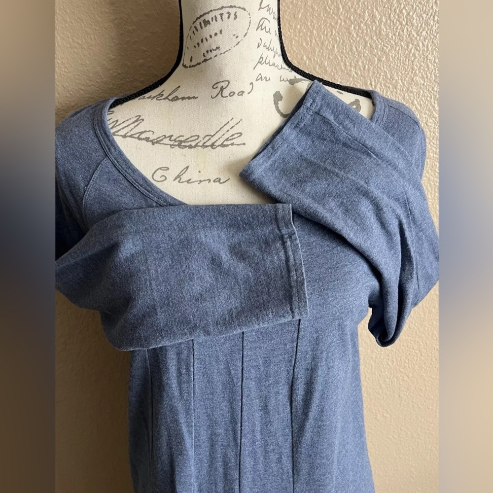 J.JILL Women’s Blue Stretch Knit Midi Min Dress 3/4 Sleeves Size Medium Tall - Picture 7 of 9
